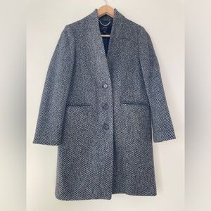 JCrew Grey herringbone wool top coat